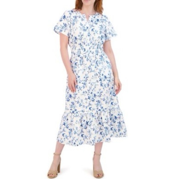 French Connection Blue Floral Maxi Dress NWT - Picture 1 of 8
